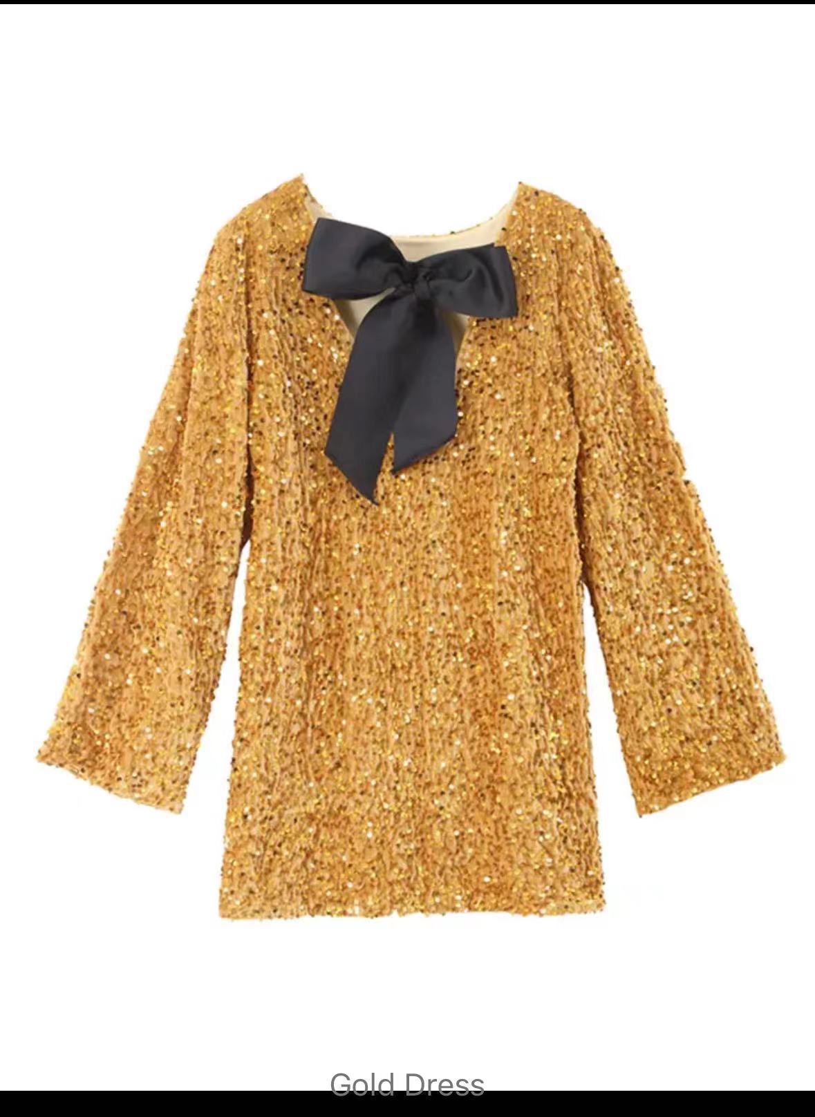 Damen Glitzerndes Party-Kleid mit weitem Schnitt und voluminösen Ärmeln Stalluxe