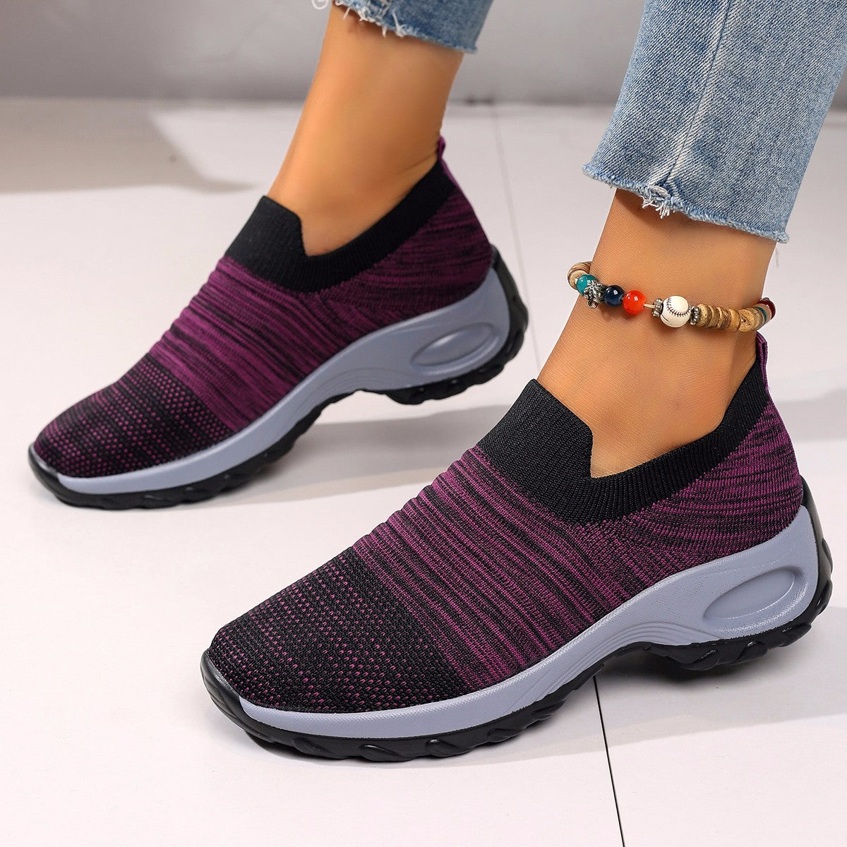 Damen Atmungsaktive Slip-On Sneakers mit elastischem Einsatz Stalluxe