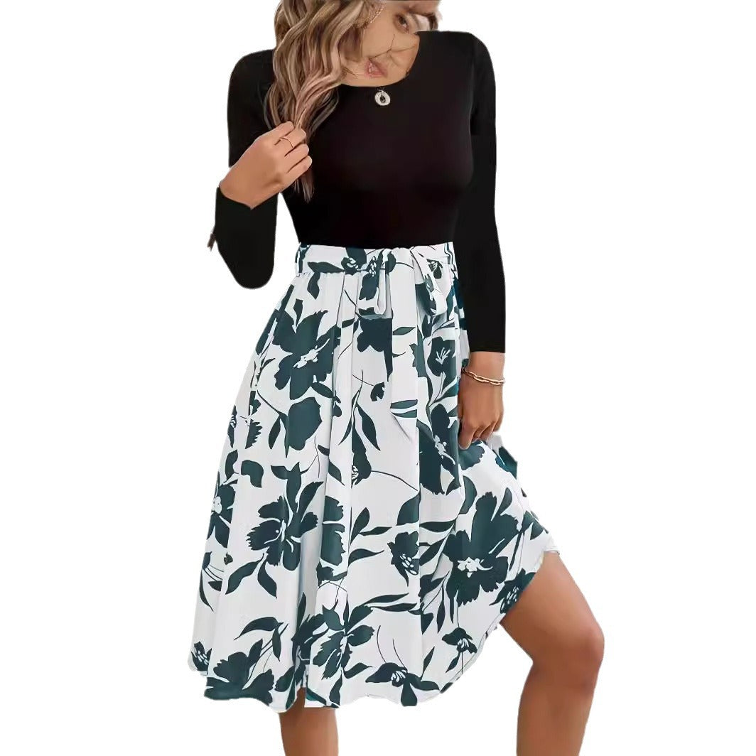 Damen Set aus langärmligem Oberteil und lässigem, floralem Rock Stalluxe