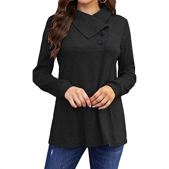 Damen Lässiges Oberteil mit asymmetrischem Kragen und Knopfdetail Stalluxe