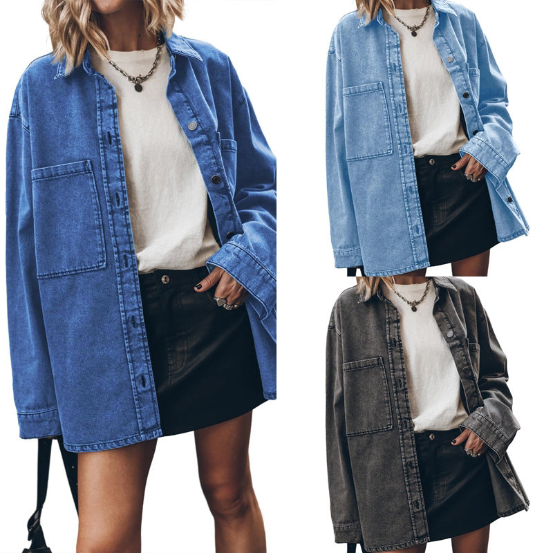 Damen Oversized Denimjacke mit moderner Waschung und praktischen Taschen Stalluxe