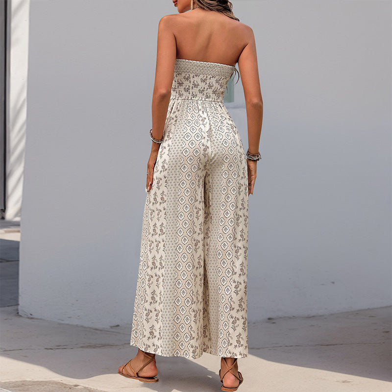 Damen Jumpsuit mit Bandeau-Oberteil und weiten Beinen Stalluxe