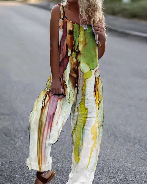 Women's Artistic Floral Print Jumpsuit Stalluxe