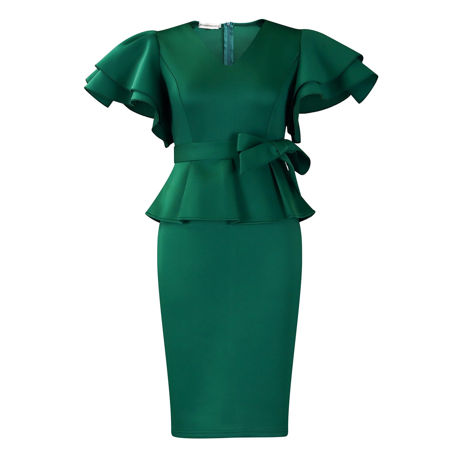 Damen Edles Kleid mit Rüschenshoulder Stalluxe