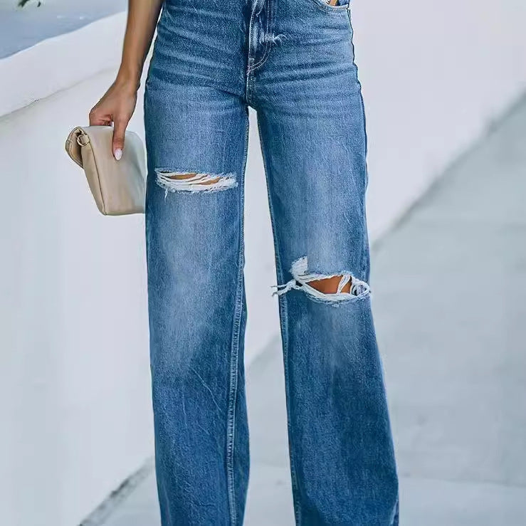 Damen Flared Jeans mit stylischen Rissdetails Stalluxe