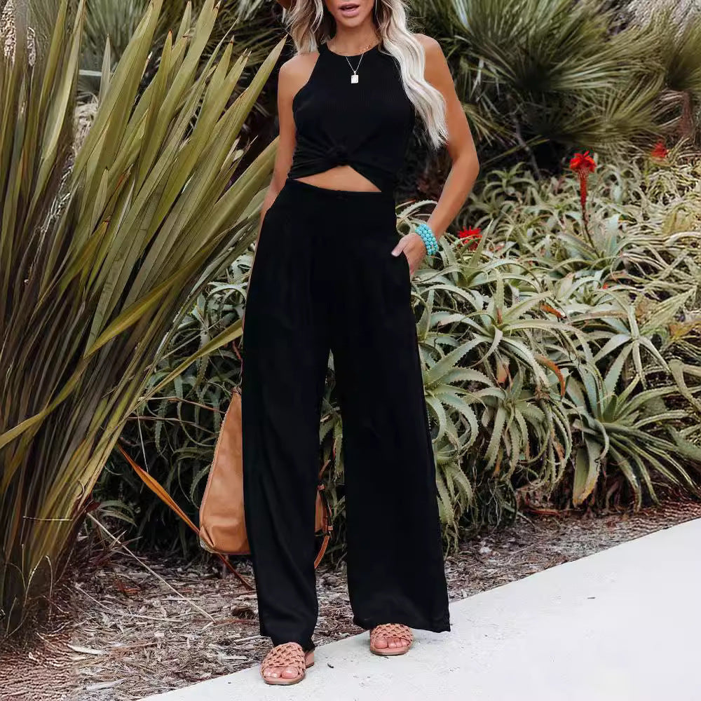 Damen Leichte und weite Sommerhose mit elastischem Bund Stalluxe