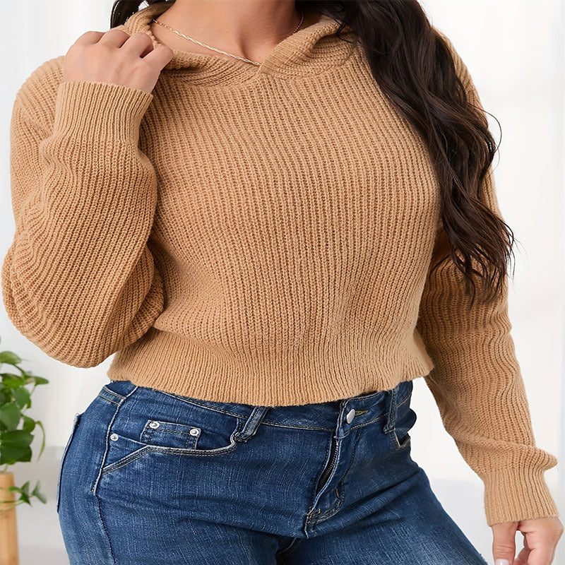 Damen cropped Hoodie aus weichem Waffelstrick mit elastischem Bund Stalluxe