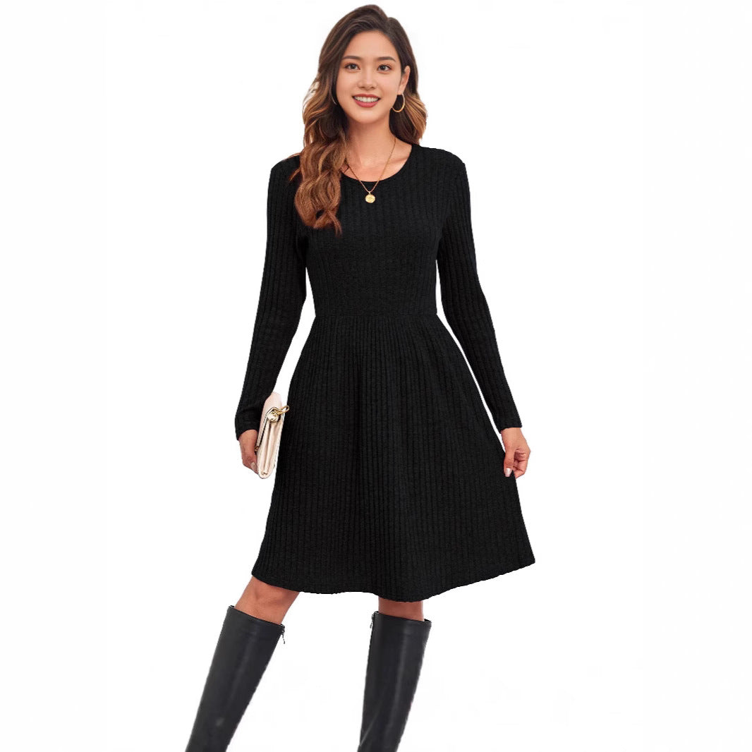 Damen Strickkleid mit lässigem Schnitt und feinem Streifenmuster Stalluxe