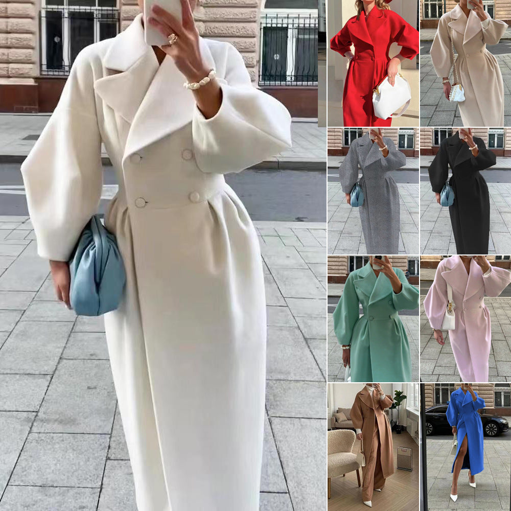 Damen Trenchcoat mit asymmetrischem Schlitz und puffärmeligen Details Stalluxe
