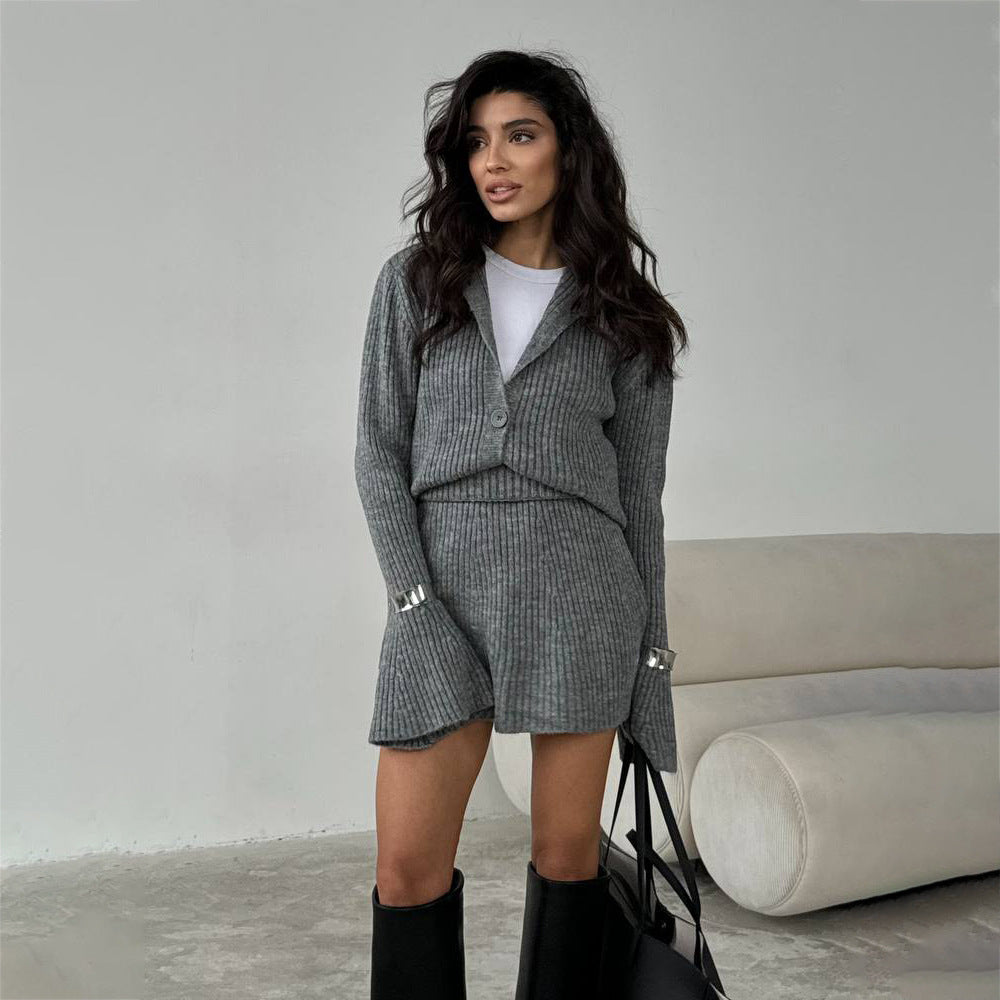 Damen Strickjacken und Rock-Set mit elegantem Rippdesign Stalluxe