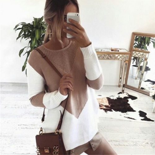 Damen Großer Strickpullover mit modernem geometrischen Design und atmungsaktiver Struktur Stalluxe