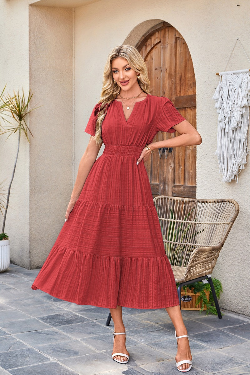Damen Maxi-Kleid aus leichtem, gestreiftem Stoff Stalluxe