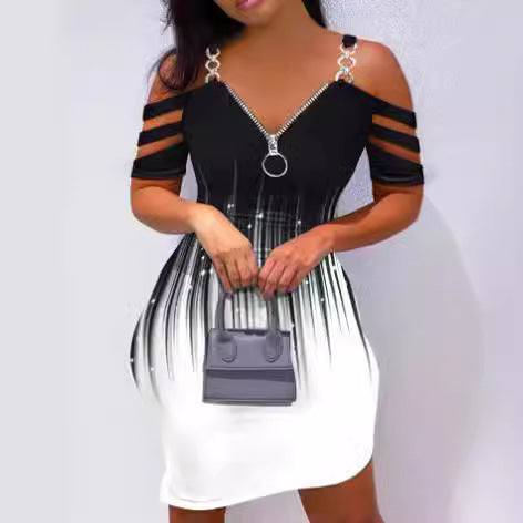 Damen Kleid mit Off-Shoulder-Design und Reißverschluss Stalluxe