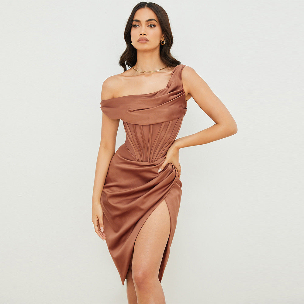 Damen Elegantes Wickelkleid mit asymmetrischem Saum und sexueller Silhouette Stalluxe