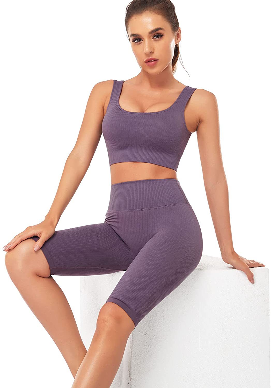 Damen Sportliches Wellness-Set mit Crop Top und Radlerhose Stalluxe