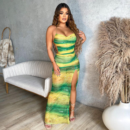 Damen Maxikleid mit transparentem Effekt und schulterfreiem Design Stalluxe