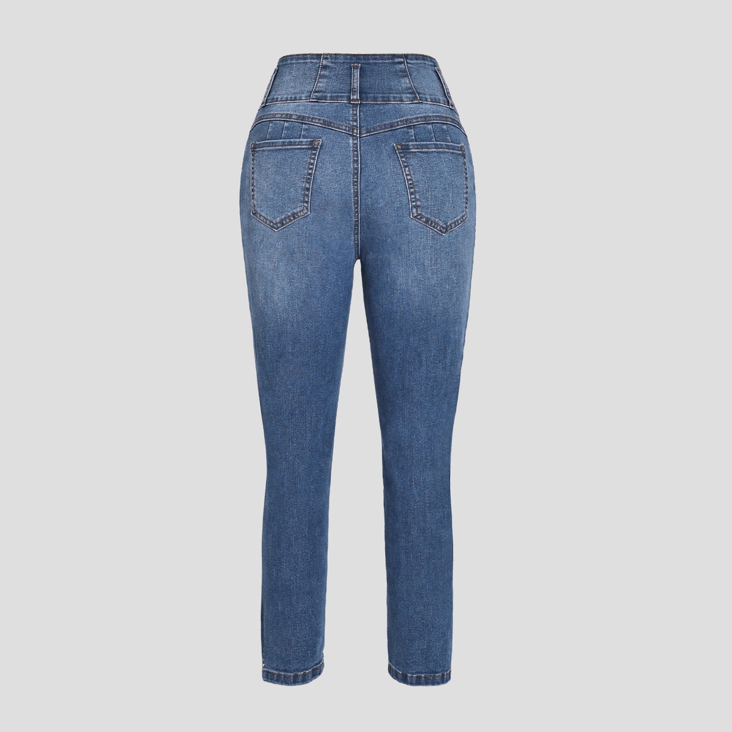 Damen Hochgeschnittene Jeans mit stilvollen Reißverschlussdetails und modernen Destroyed-Effekten Stalluxe