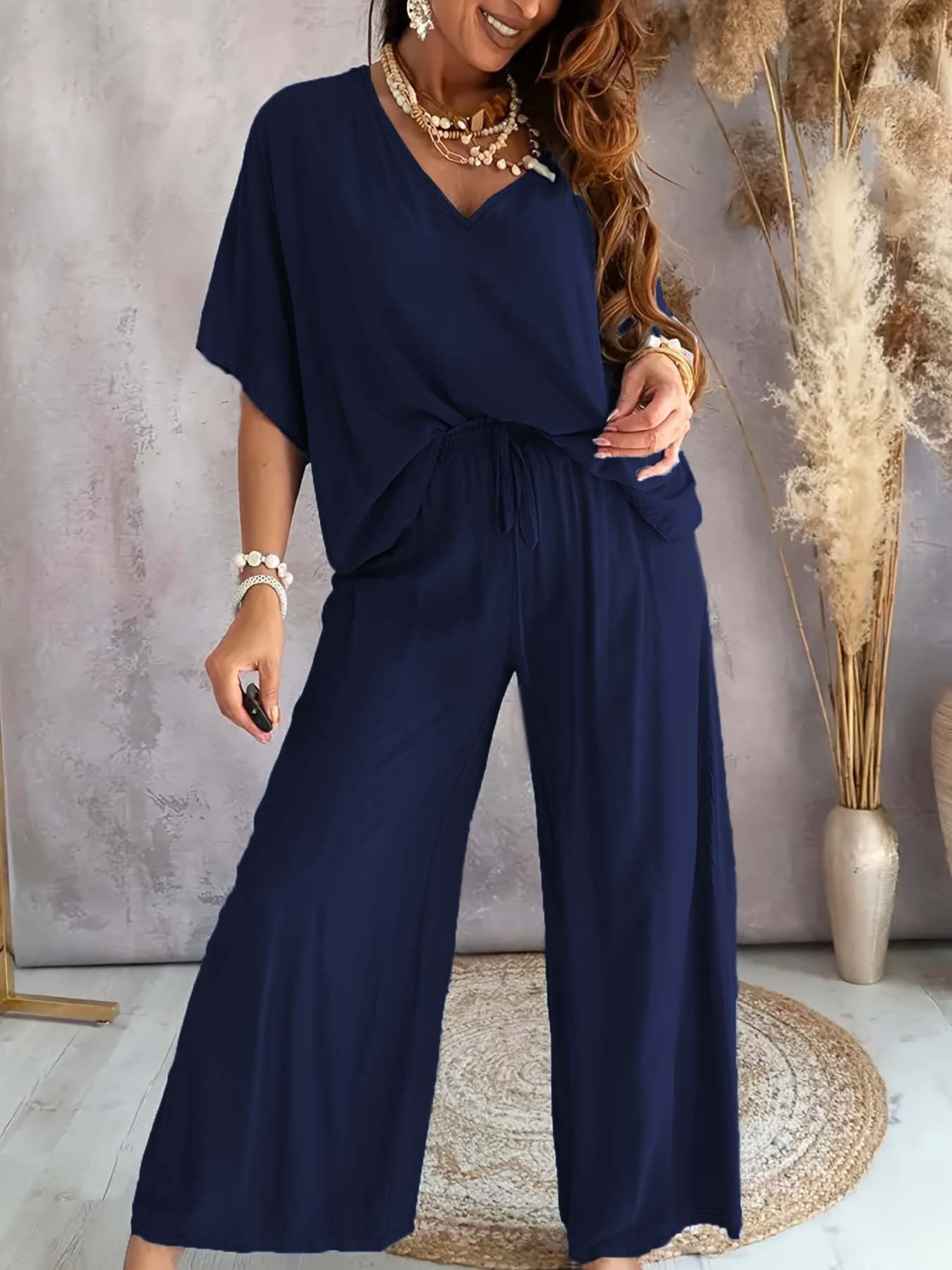 Damen lässiger Jumpsuit mit weitem Schnitt und elastischem Bund Stalluxe