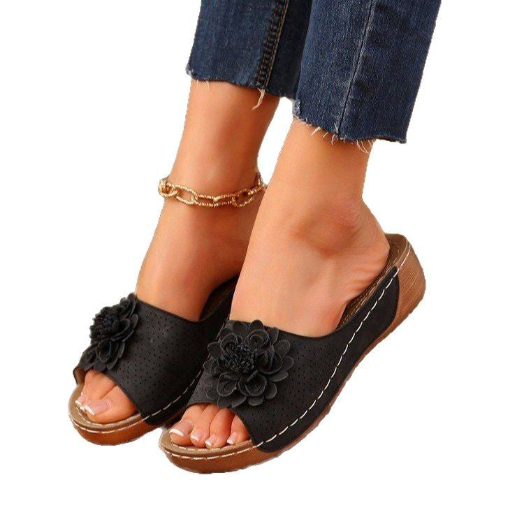 Damen modische Zehentrenner-Sandalen mit floralem Design und ergonomischem Komfort Stalluxe