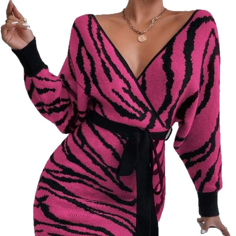 Damen Strickkleid im angesagten Zebramuster Stalluxe