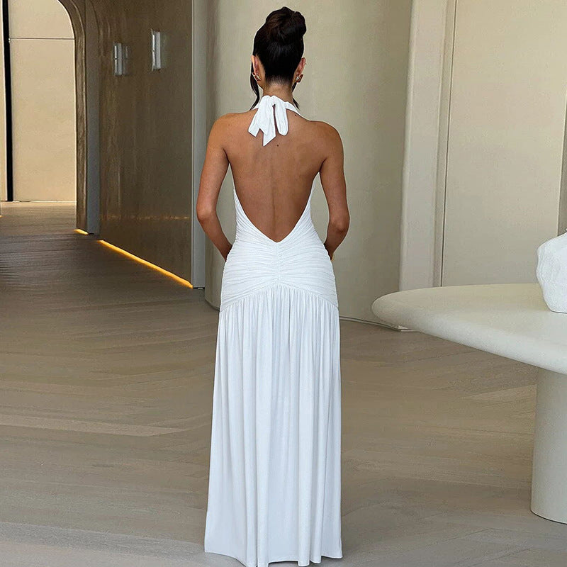 Damen Abendkleid mit tiefem V-Ausschnitt und seitlichem Schlitz Stalluxe