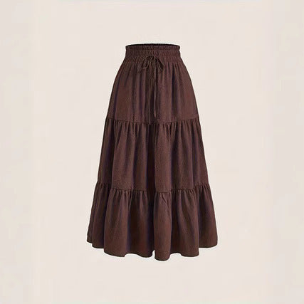 Damen Maxi-Rock mit elastischem Bund und Stufen-Design Stalluxe