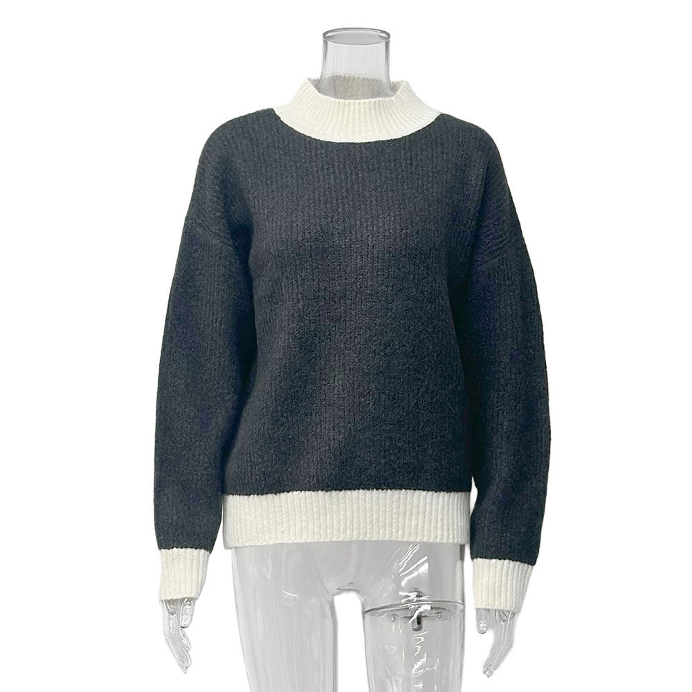 Damen Oversized Strickpullover mit hochabschließendem Kragen Stalluxe