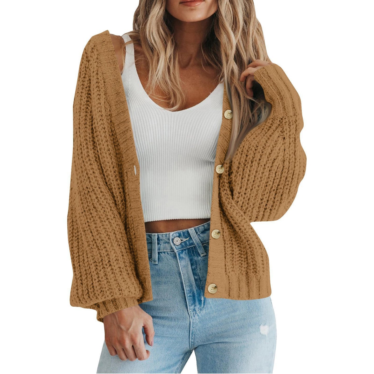 Damen Grobstrick-Cardigan mit Knopfdetails und weitem Schnitt Stalluxe