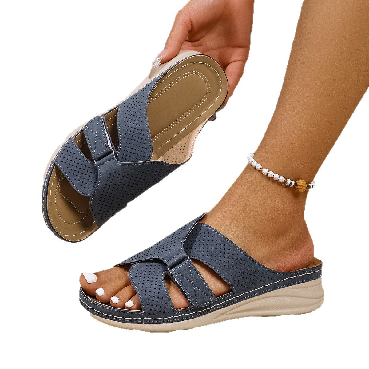 Damen Perforierte Komfort Rutsch-Sandalen Stalluxe