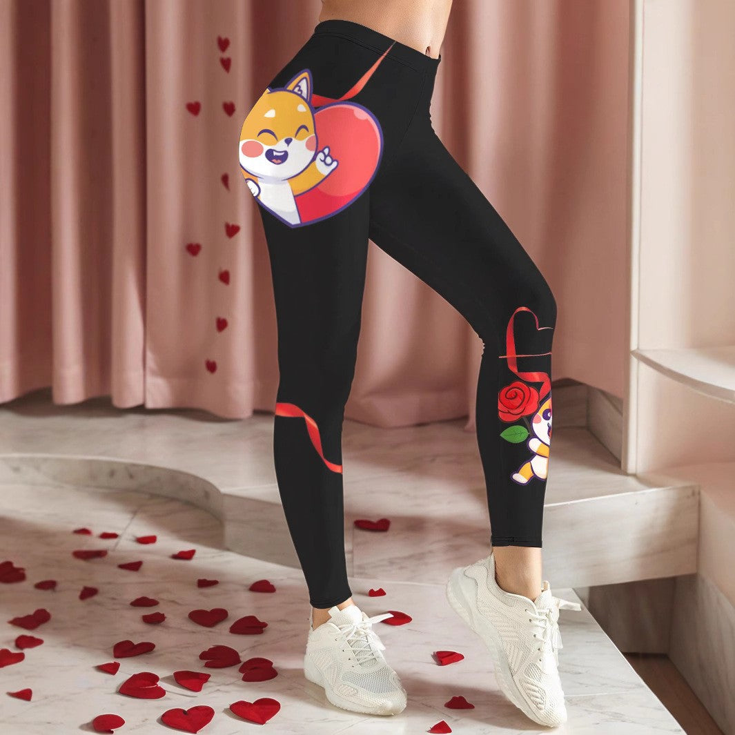 Damen Sportliche Leggings mit floralen Akzenten und hohem Bund Stalluxe