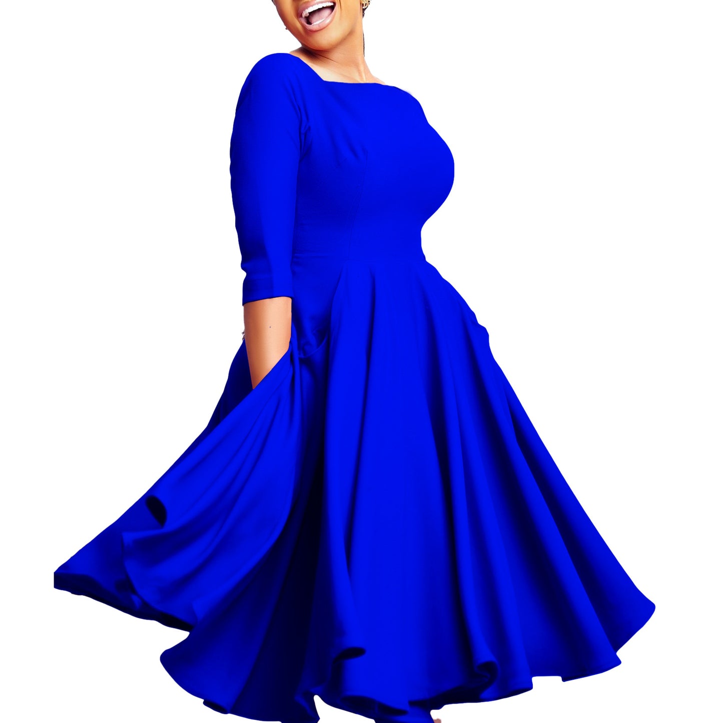 Damen Midi-Kleid mit eleganten Taschen und bequemem Schnitt Stalluxe