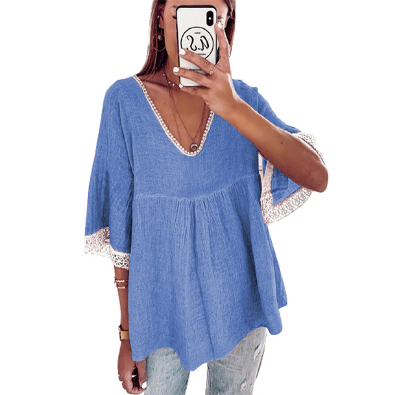 Damen Elegantes Blusenshirt mit Spitzenbesatz Stalluxe