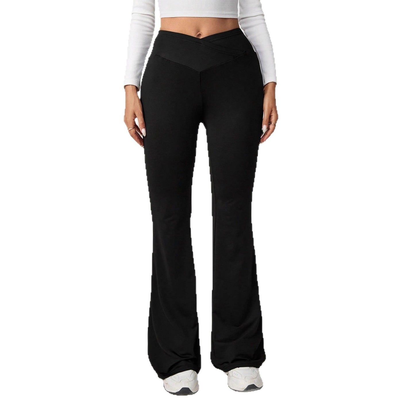 Damen High-Waist Sporthose mit weitem Bein und elastischem Bund Stalluxe