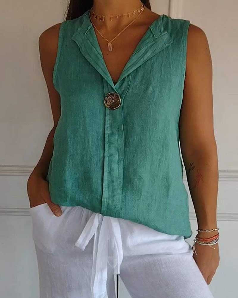 Damen Leichte Leinenbluse mit eleganter Knopfleiste Stalluxe