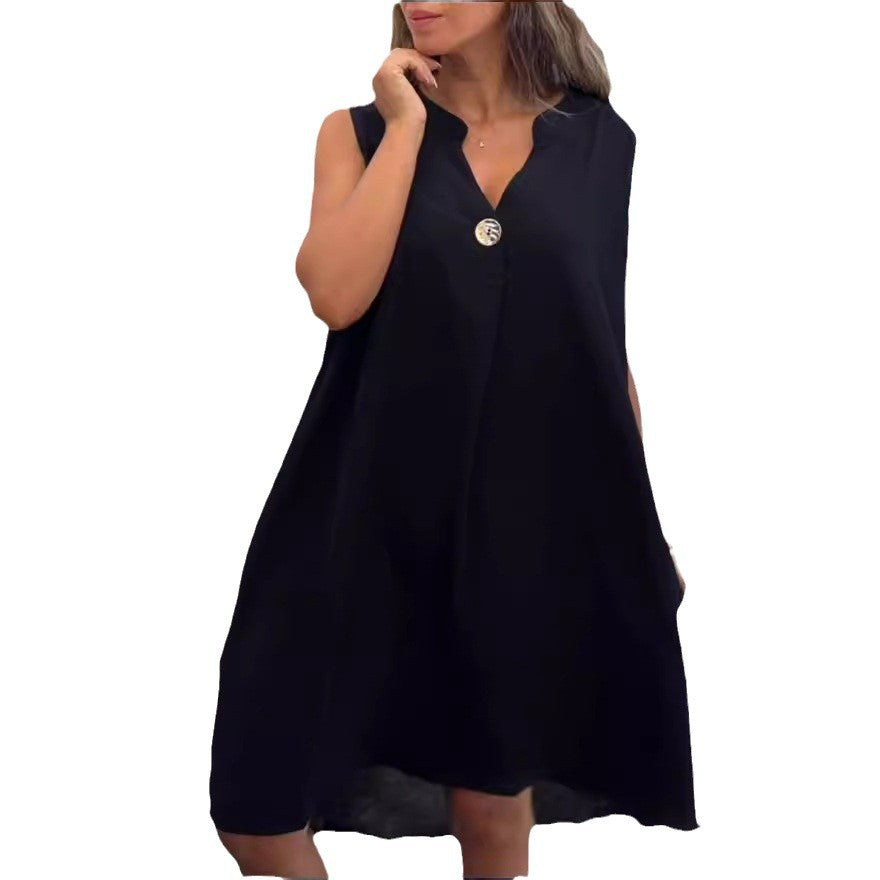 Damen lässiges Sommerkleid mit eleganter Knopfleiste Stalluxe