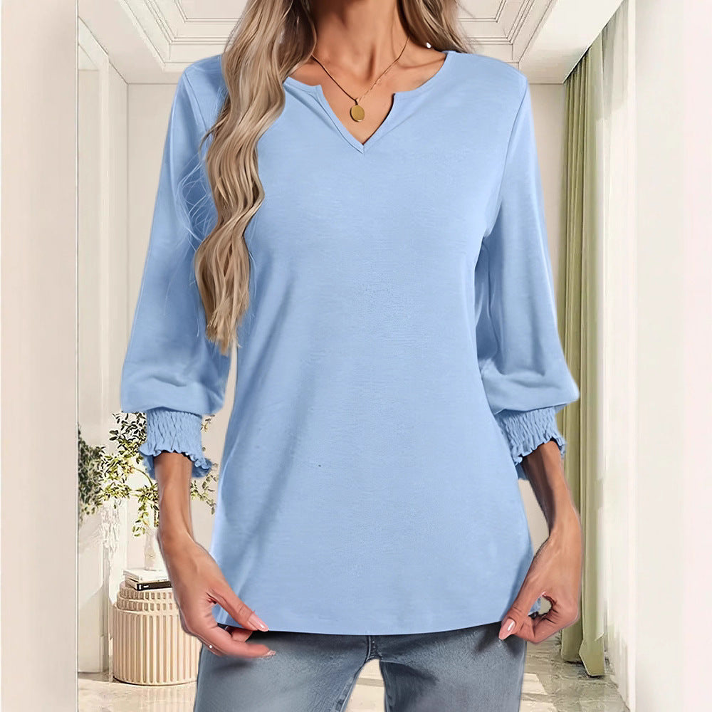 Damen lässiges Blusenshirt mit elastischen Ärmelbündchen Stalluxe