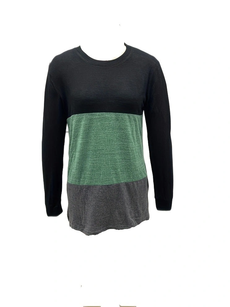Damen Lässiges Langarmshirt mit Farbblockdesign und weichem Material Stalluxe