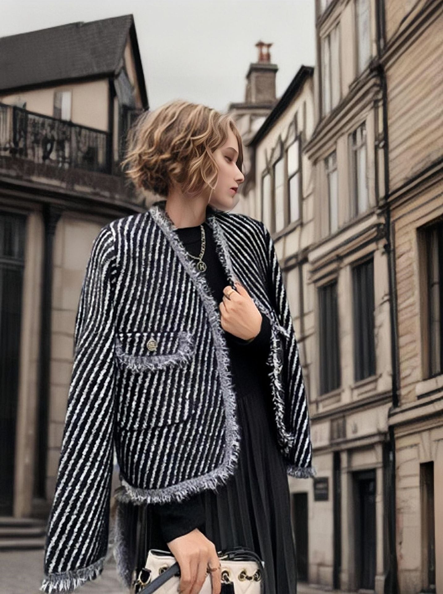 Damen Cocoon-Strickjacke mit Knopfdetails und feinem Strukturmuster Stalluxe