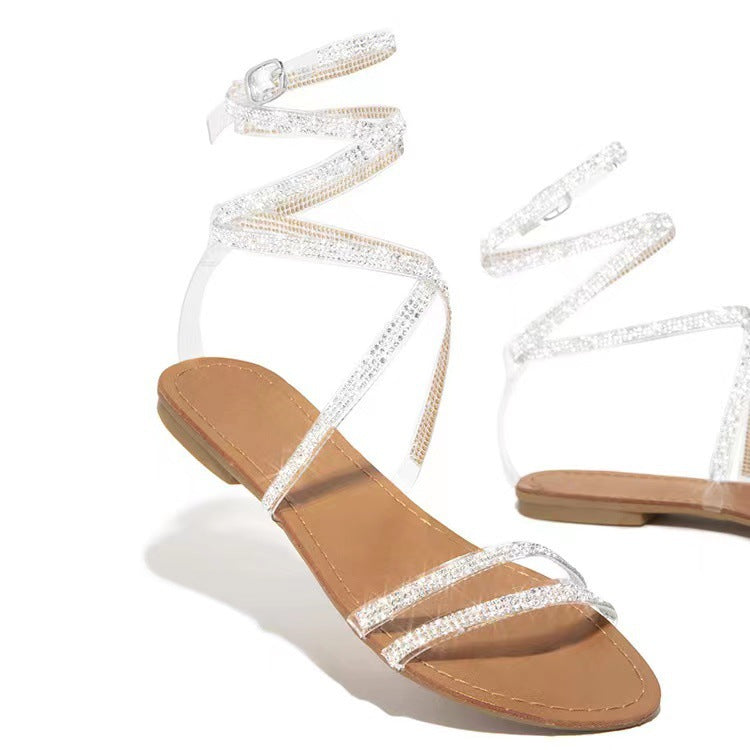 Damen Glitzernde Riemchen-Sandalen mit schickem Strassbesatz Stalluxe