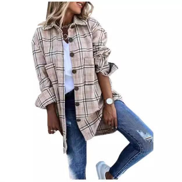 Damen Karierte Überwurf-Jacke Stalluxe