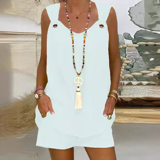 Damen luftiges Sommerkleid mit praktischen Taschen und modischen Details Stalluxe