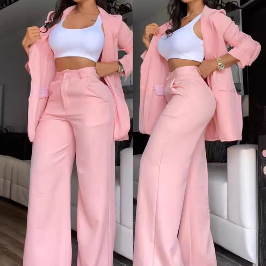 Damen elegantes Blazer- und Hosen-Set mit weitem Schnitt Stalluxe