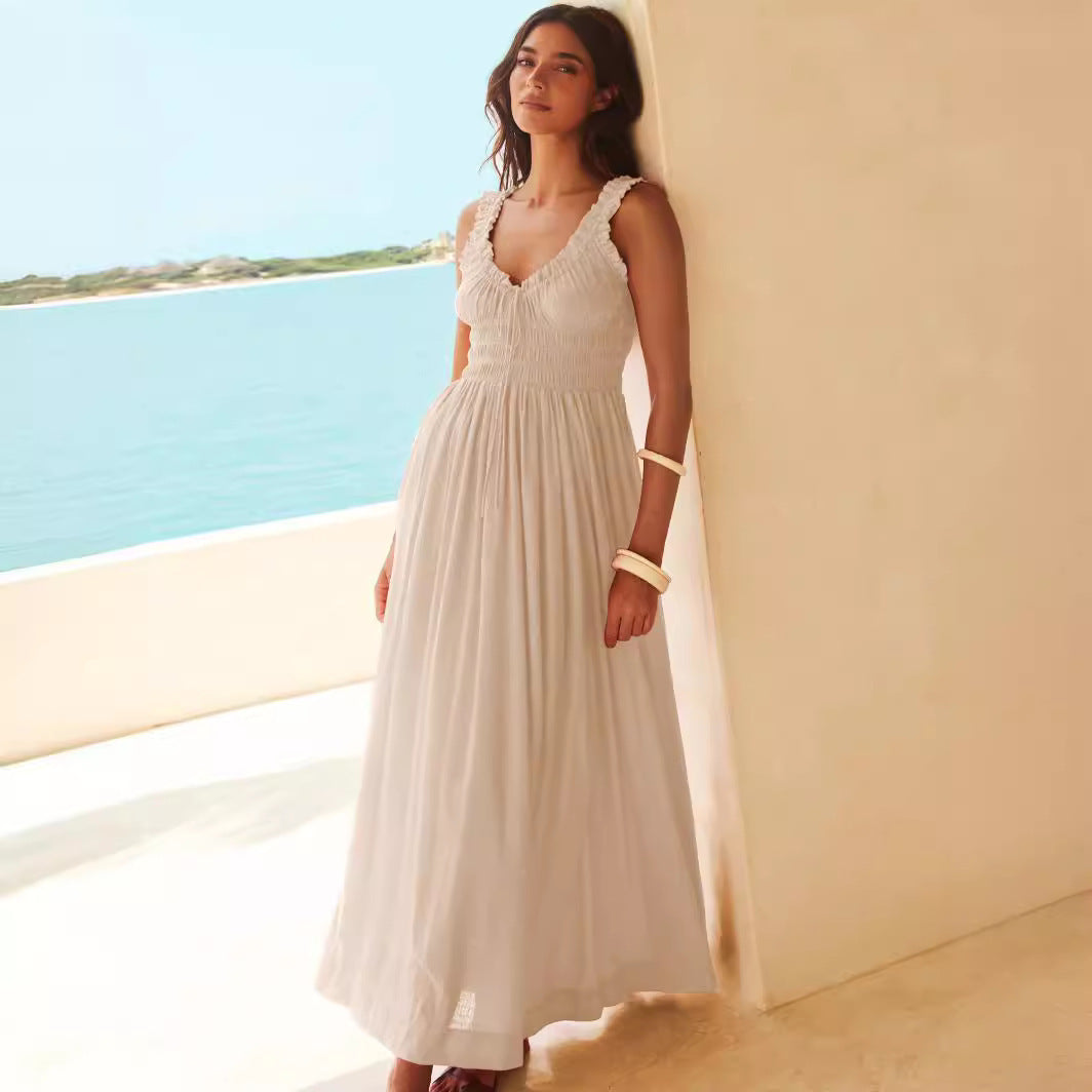 Damen Maxikleid mit Raffungen und Rüschendetails Stalluxe