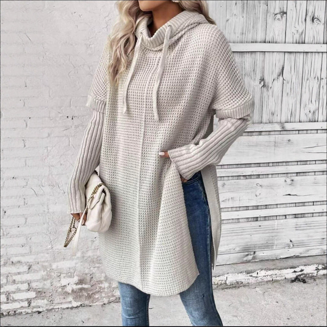 Damen Kapuzenpullover mit modernem Strukturstrick Stalluxe