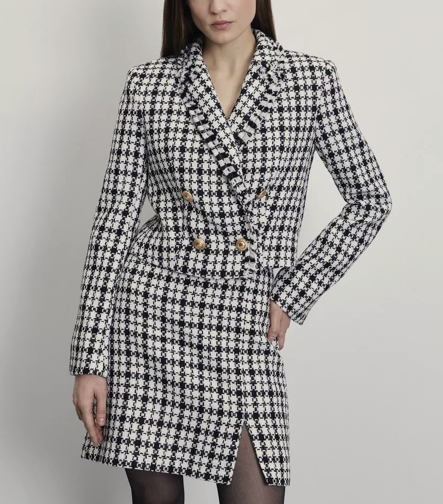Damen Doppeltfältiger Blazer mit integriertem Rock Stalluxe