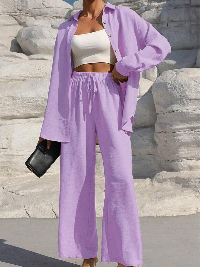 Damen elegantes und lässiges Leinen-Loungewear-Set mit lockerer Passform Stalluxe