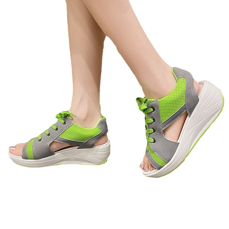 Damen sportliche Sandalen mit atmungsaktivem Mesh-Obermaterial und flexiblem Keil Stalluxe