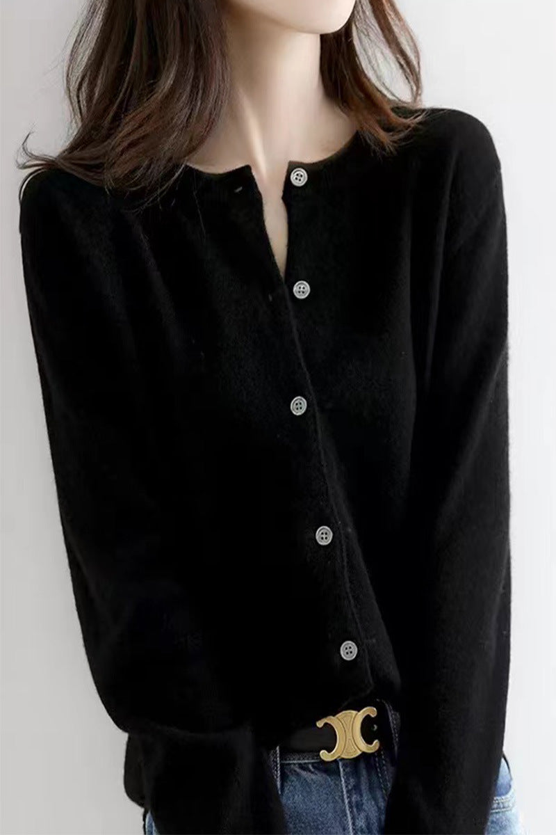 Damen Langärmliger Cardigan aus weichem Feinstrick mit Knopfleiste Stalluxe