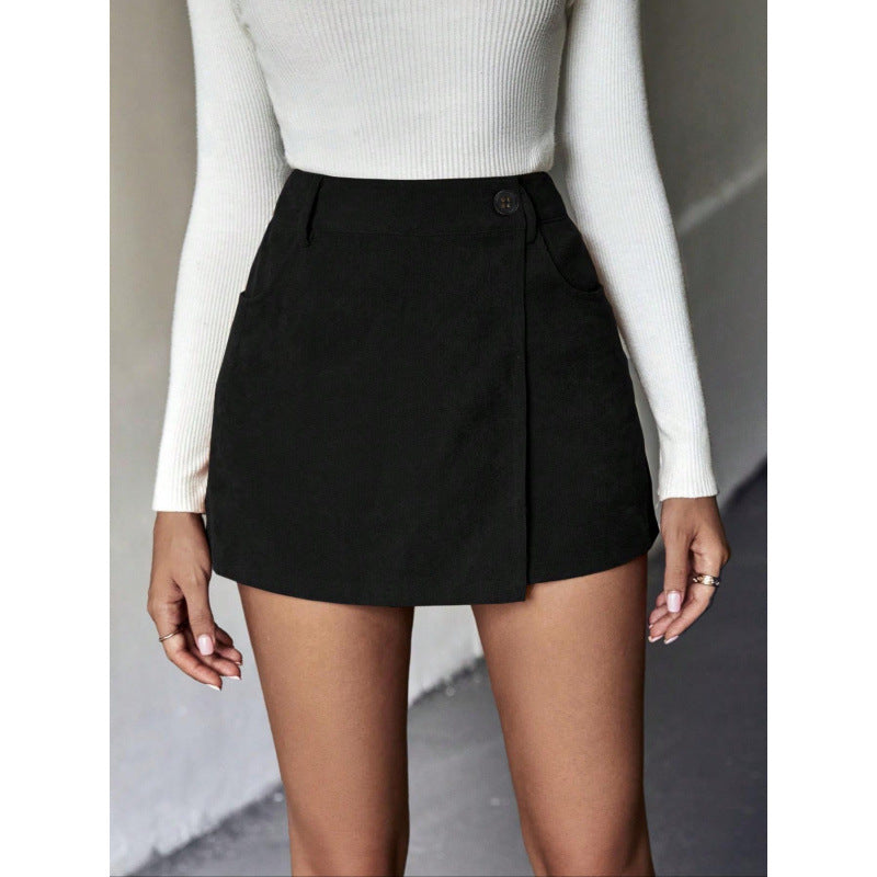Damen Minirock mit asymmetrischem Schnitt und Knopfdetails Stalluxe