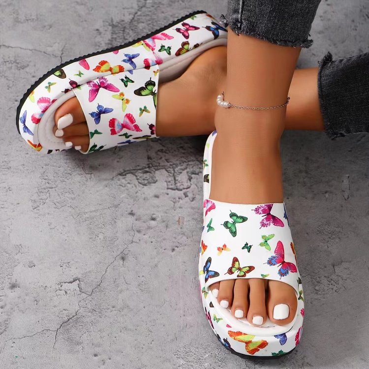 Damen Plattform-Sandalen mit buntem Schmetterlingsdesign Stalluxe